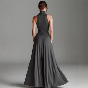 High Neck Cutout Maxi Dress with Flowing Skirt By De-Atita