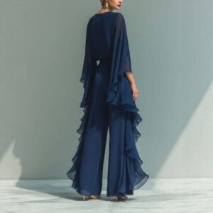 Women's Navy Blue Chiffon Two Piece Outfit By De-Atita