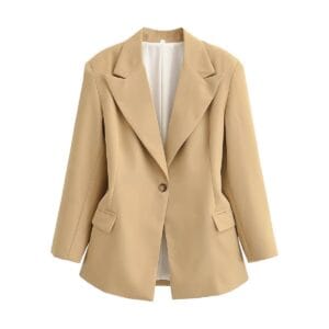 Oversized Single-Breasted Camel Blazer By De-Atita
