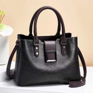 Modern Buckle Daily Office Tote – Versatile Lychee Pattern Crossbody Handbag