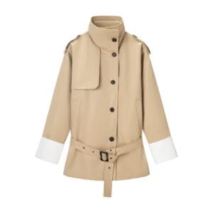 Contrast-Cuff Belted Trench Jacket By De-Atita