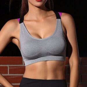 AuraFit Crisscross Yoga Sports Bra – High-Elasticity Gym Crop Top