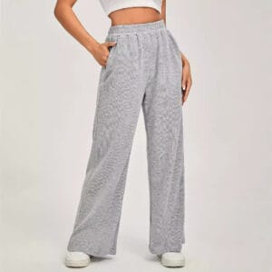 Heather Gray Wide-Leg Sweatpants