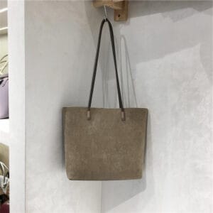 Retro Suede-Style Minimalist Everyday Shoulder Tote Bag