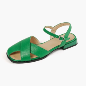 Aura Retro Genuine Leather Ankle-Strap Sandals
