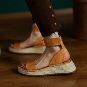 Heritage Braided Genuine Leather Wedge Sandals