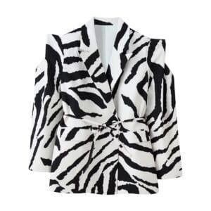 Zebra-Print Belted Blazer By De-Atita