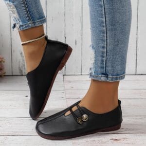 Elise Square-Toe Button Loafer