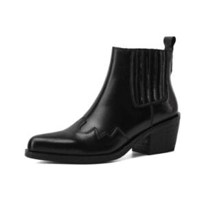 Artisan Pointed-Toe Leather Boots with Sculpted Heel