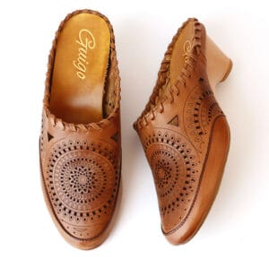 The Vintage Baotou Leather Block-Heel Sandals