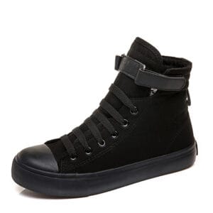 High-Top Canvas Sneakers – Premium All-Black Edition