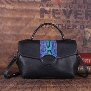 Vintage Genuine Leather Embossed Handbag for Women