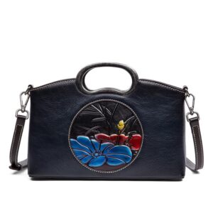 Johnature Vintage Embossed Leather Handbag
