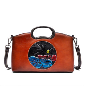 Johnature Vintage Embossed Leather Handbag