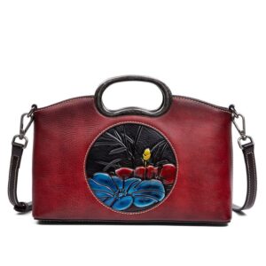 Johnature Vintage Embossed Leather Handbag