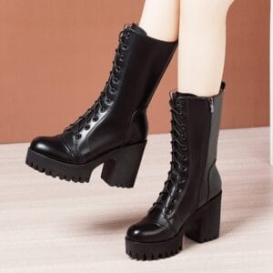 Valor Two-Layer Leather Lace-Up Boots