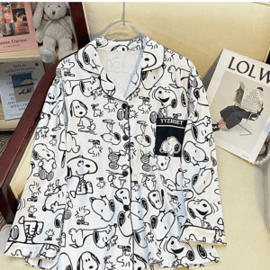 Snoopy-Inspired Women's Long-Sleeve Cartoon Pajama Set