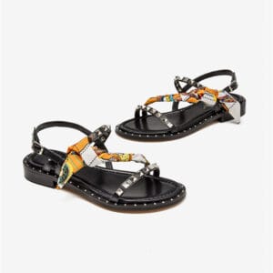 The Maison Studded Leather Gladiator Sandals