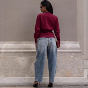 Chic Burgundy V-Neck Cropped Top By De-Atita