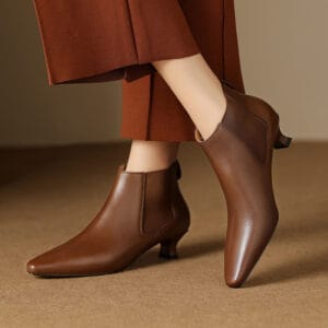 The Modern Commuter Leather Kitten Boots