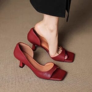 Aurelia | Architectural Square-Toe Kitten Heels