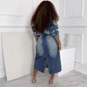 Cross-Patch Belted Denim Duster By De-Atita