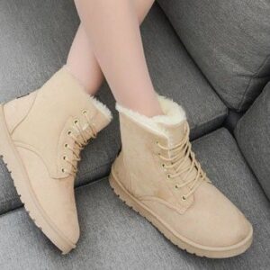 Aura Suede Ankle Snow Boots – Ultra-Warm Plush Lined Winter Booties