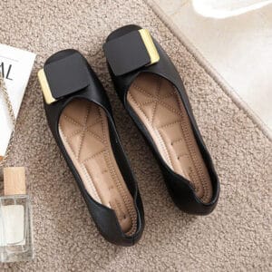 The Madison Square-Toe Leather Flat