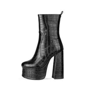 AURA | Embossed Crocodile Platform Ankle Boots