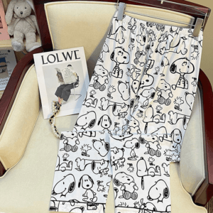 Snoopy-Inspired Women's Long-Sleeve Cartoon Pajama Set