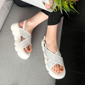 AuraGlow Platform Rhinestone Sandals