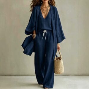 Effortless Boho Linen Three-Piece Set By De-Atita