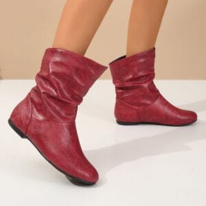 Aura Slouch Ankle Boot – Premium Microfiber Leather Flat Booties