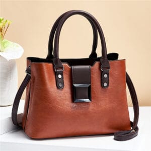 Modern Buckle Daily Office Tote – Versatile Lychee Pattern Crossbody Handbag