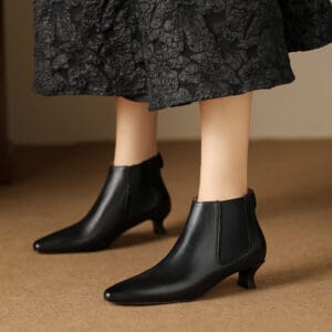 The Modern Commuter Leather Kitten Boots