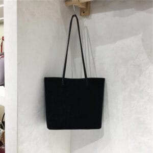 Retro Suede-Style Minimalist Everyday Shoulder Tote Bag