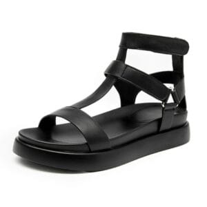 Aura Leather Platform Sandals — Roman Velcro Beach Edition