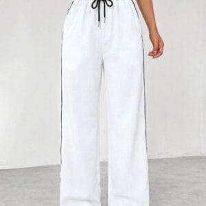 Side-Stripe Wide-Leg Track Pants
