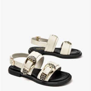 Aurelia Genuine Leather Double-Buckle Roman Sandals