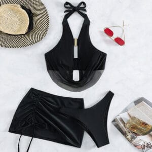 The Noir Mesh Halter 3-Piece Swim Set