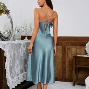 Silk-Touch Backless Cami Slip Dress