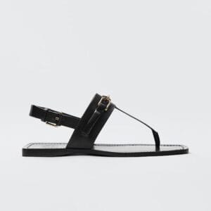 Aura Leather Buckle Flip-Flop Sandals