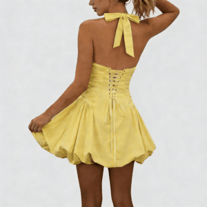 Halter Ruched Bubble Mini Dress By De-Atita