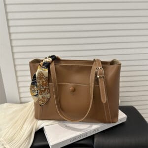 Downtown Minimalist High-Capacity PU Leather Shoulder Tote