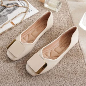 The Madison Square-Toe Leather Flat