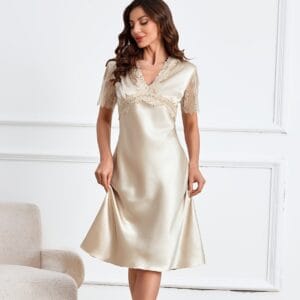 The Aurelia Silk & Lace Lounge Gown