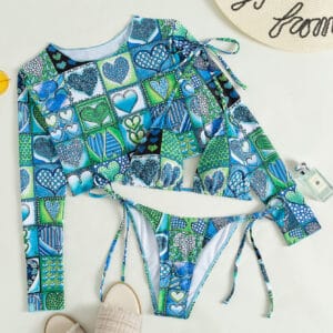 Marina Mosaic Long-Sleeve Two-Piece Swimsuit