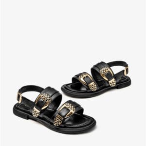 Aurelia Genuine Leather Double-Buckle Roman Sandals