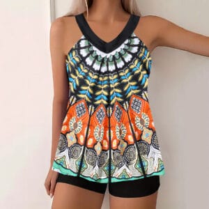 Serene Escape Flared Swimsuit & Printed Brief Set