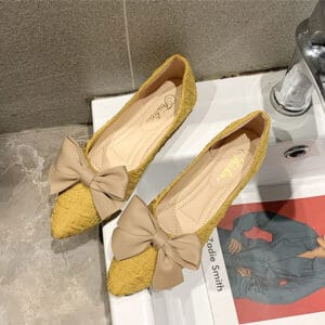 The Elin Bow Flat – Pointed Mesh Ballet Mules